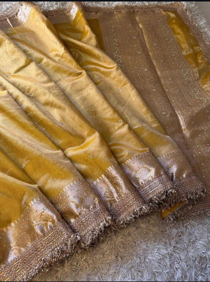 Pearl Banarasi Tissue Silk Saree (Gold)