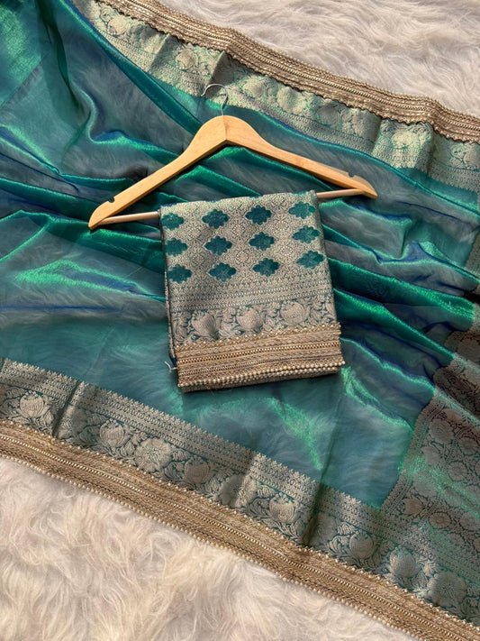 Queen Banarasi Tissue Silk Saree – Ocean
