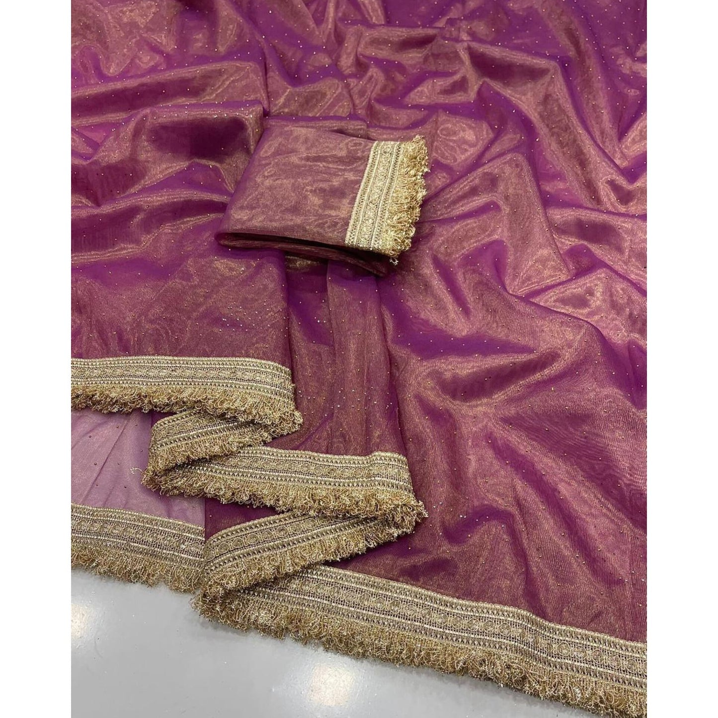 Zariya Tissue Saree (Pink)