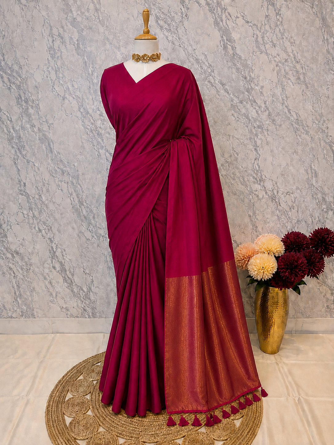 Pink Gilded Khadi Cotton Saree