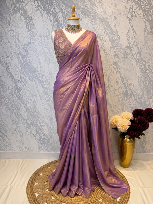 Mahira Tissue Saree (Lavender Mauve)