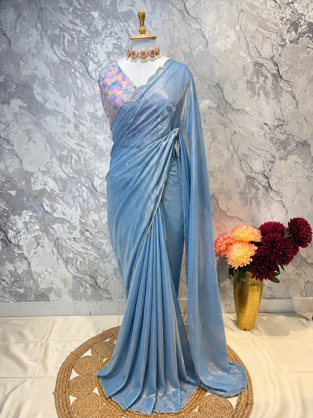 Kohinoor Tissue Saree (Ocean)