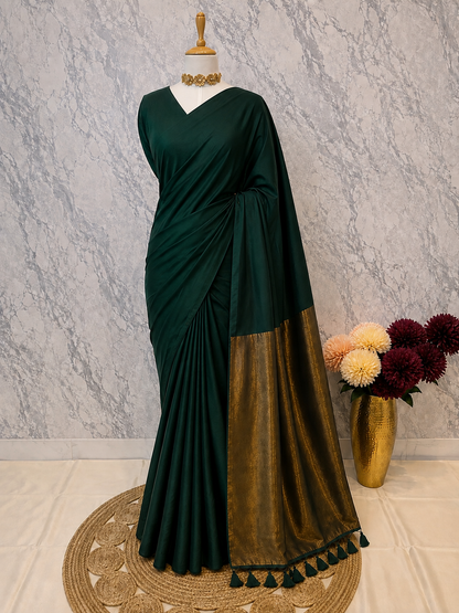 Green Gilded Khadi Cotton Saree