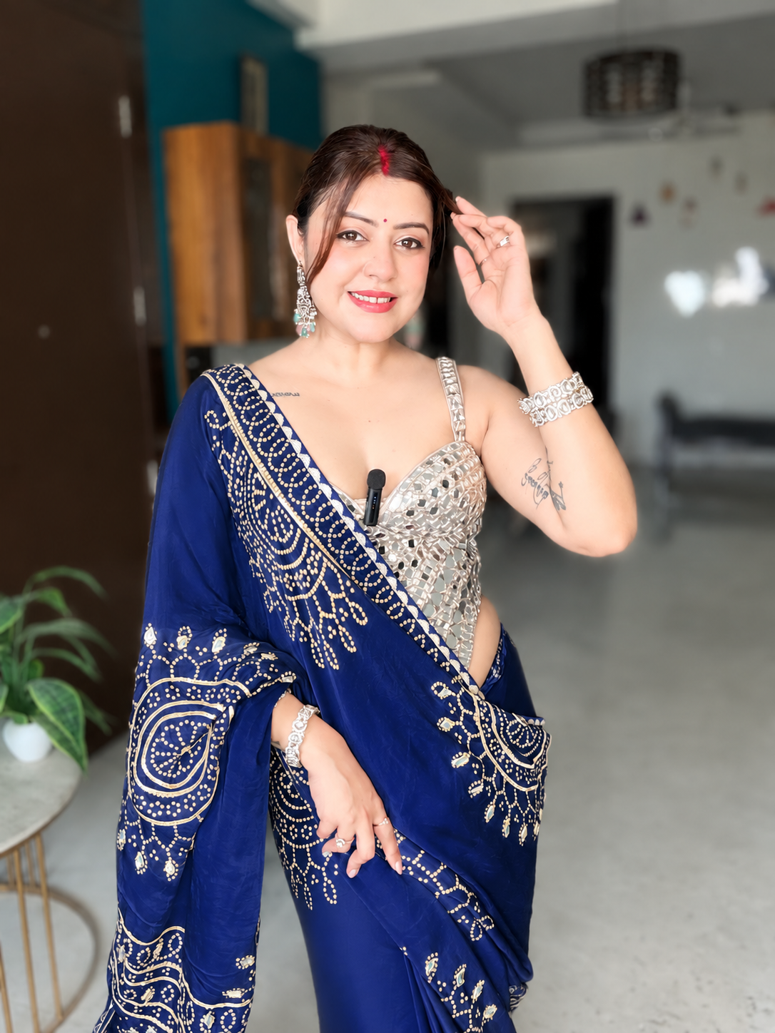 Meher Bandhani Tissue Saree (Blue)