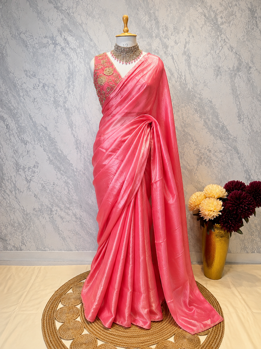 Mahira Tissue Saree (Pink)