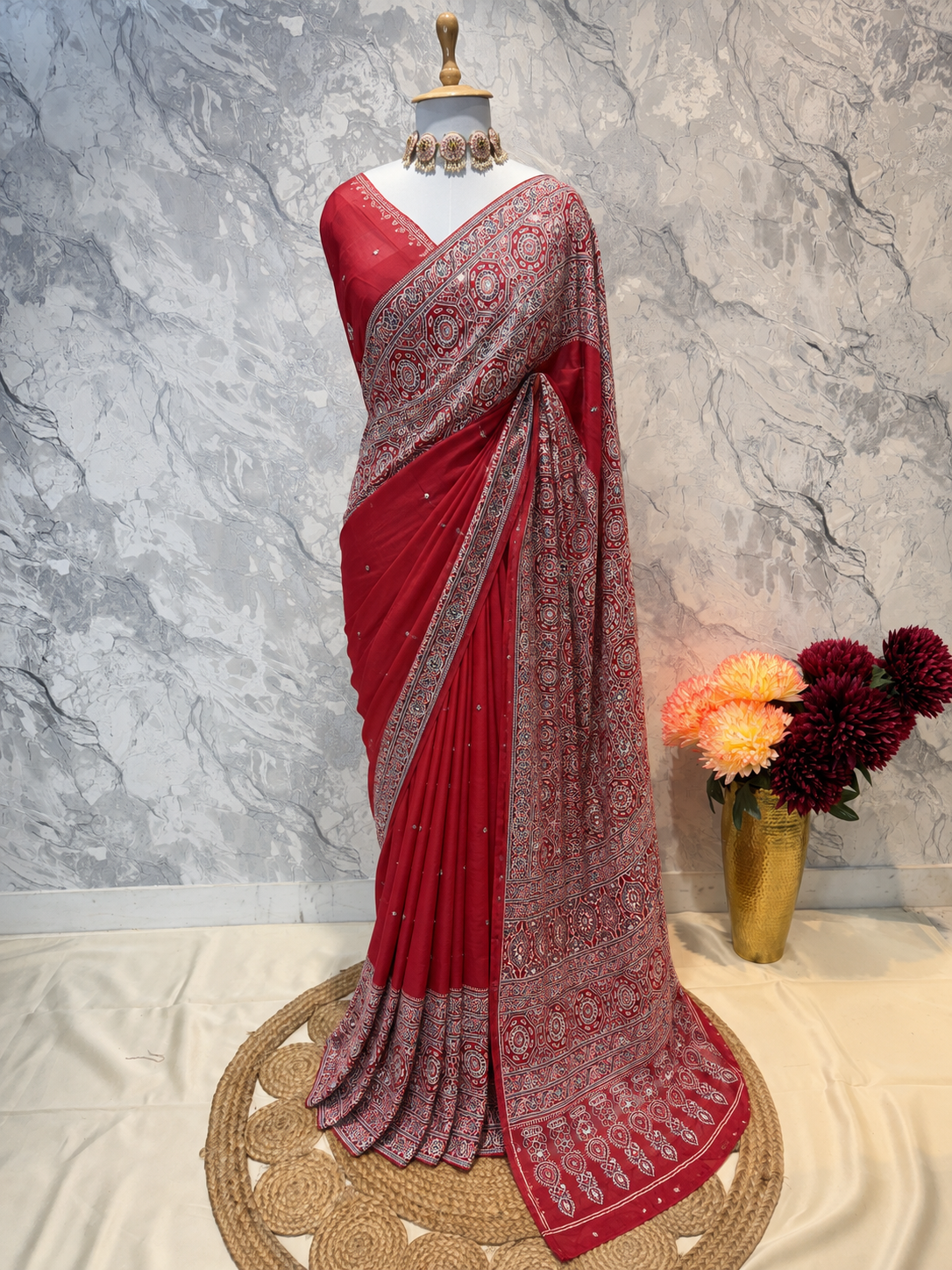 Rubaab Ajrakh Silk Saree