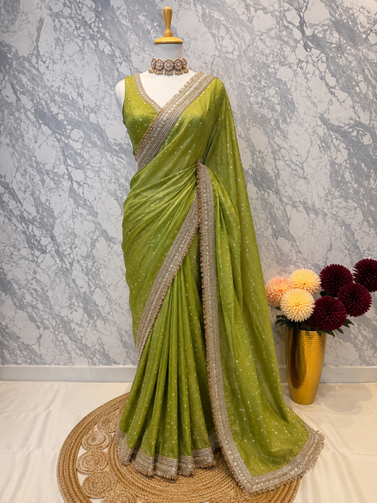Lime Éclat Saree