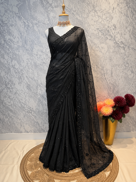 Black Veil Saree