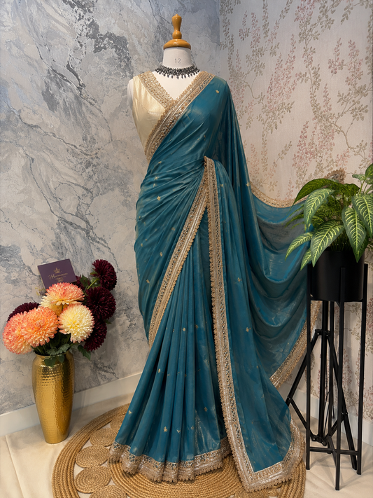 Zariya Tissue Saree (Cyan)