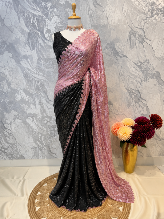 Noir Rosette Saree