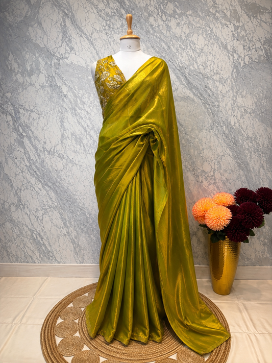 Mahira Tissue Saree (Mustard Gold)