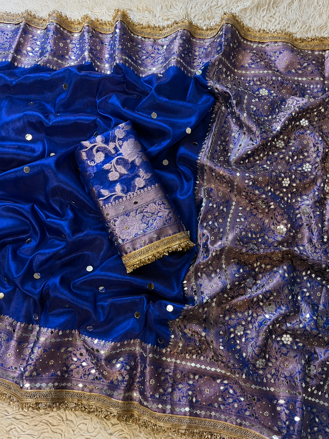 Mirror Banarasi Tissue Silk Saree – Blue