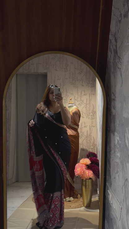 Sharada Mirror Ajrakh Saree